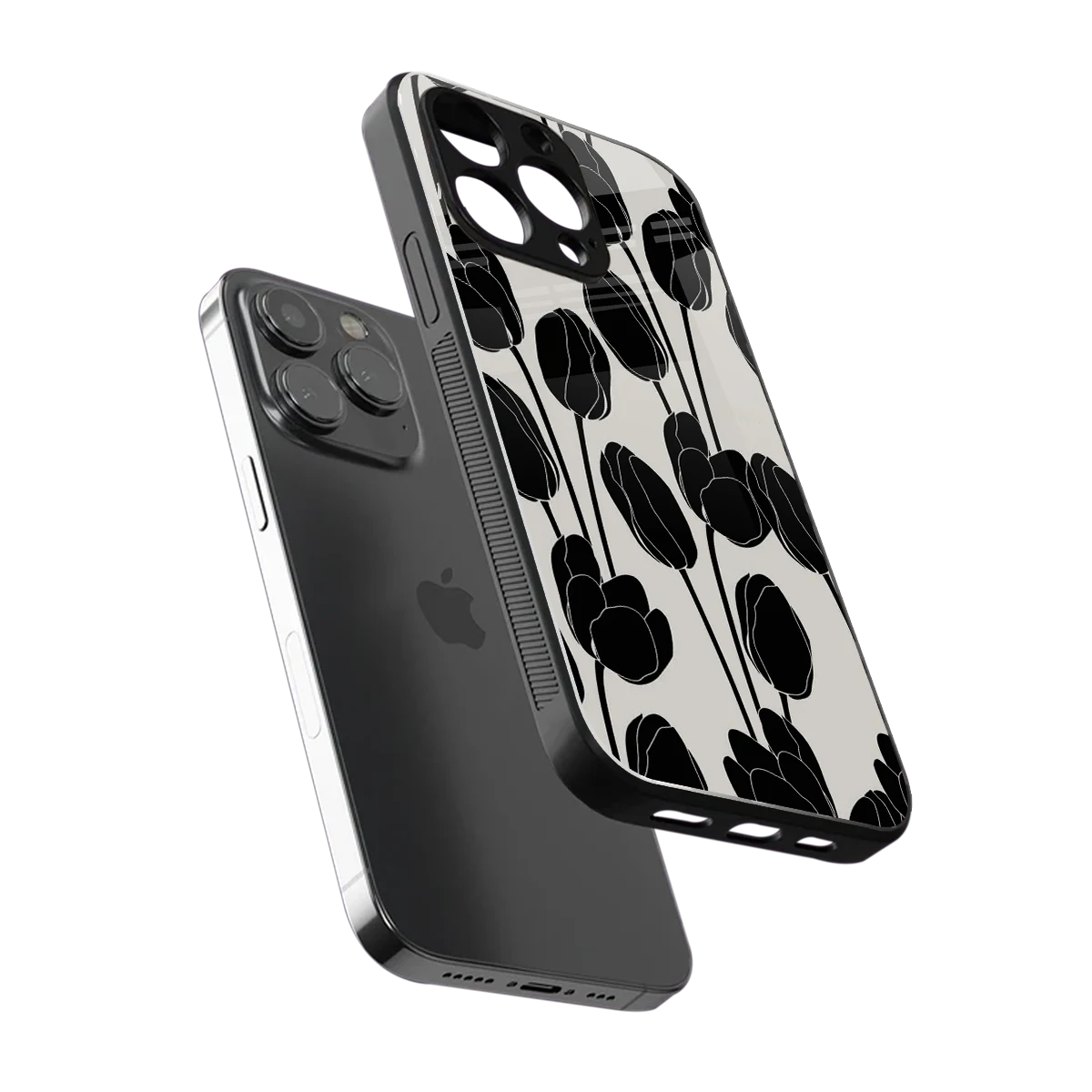 Midnight Rose sleek iphone 16 pro max cover with tempered glass back and TPU edges