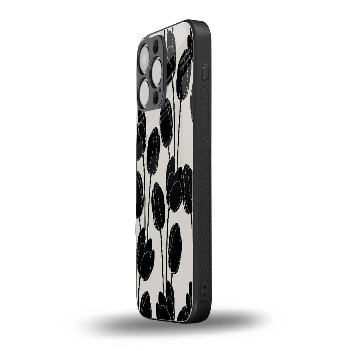 Midnight Rose iphone 16 pro max mobile cover | shockproof glass phone case