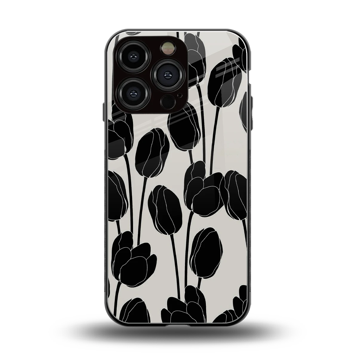 Midnight Rose back phone cover | glass case for iphone 16 pro
