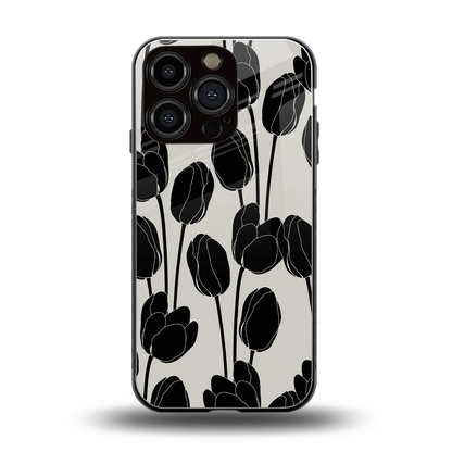 Midnight Rose back phone cover | glass case for iphone 16 pro
