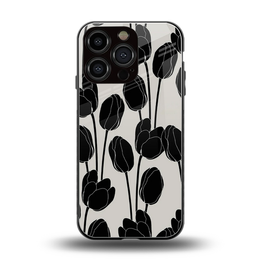 Midnight Rose back phone cover | glass case for iphone 16 pro
