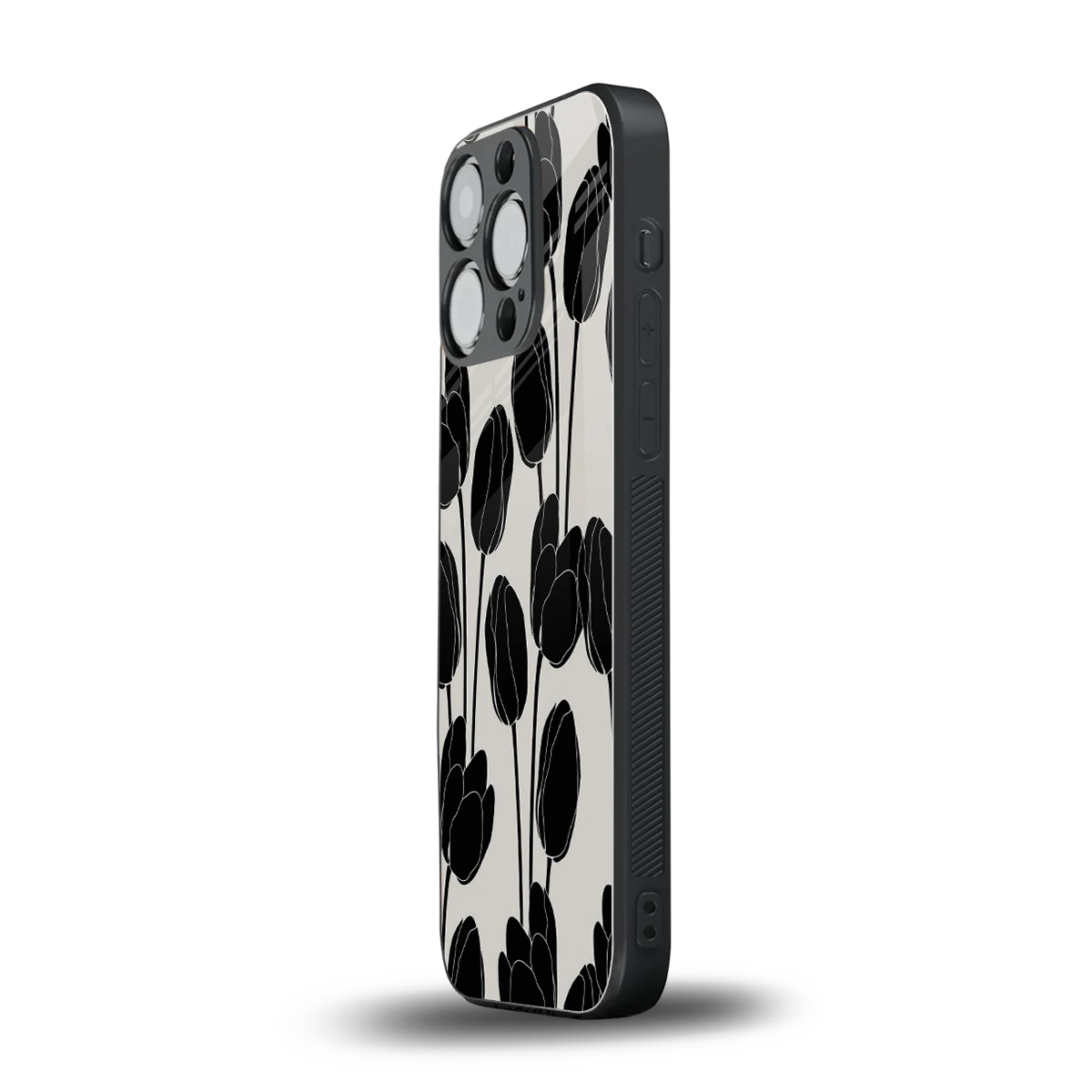 Midnight Rose iphone 16 pro mobile cover | shockproof glass phone case