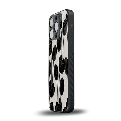Midnight Rose iphone 16 pro mobile cover | shockproof glass phone case