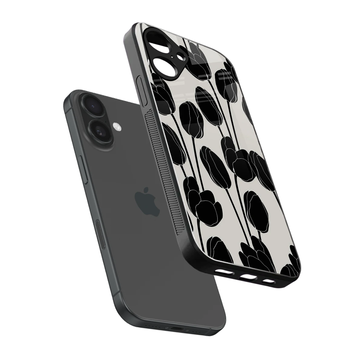 Midnight Rose sleek iPhone 16 cover with tempered glass back and TPU edges