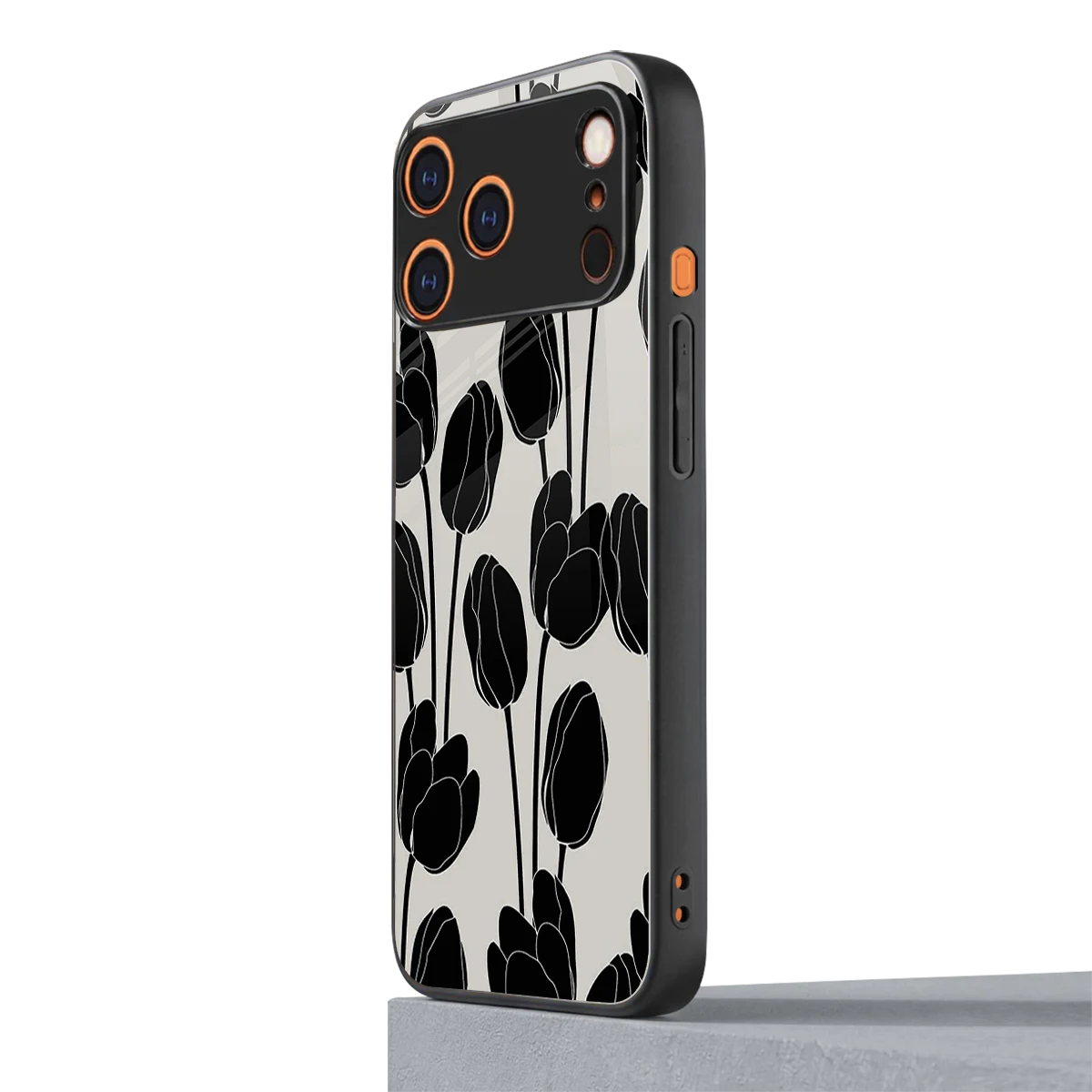 Midnight Rose iphone 17 pro max mobile cover | shockproof glass phone case