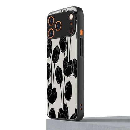 Midnight Rose iphone 17 pro max mobile cover | shockproof glass phone case