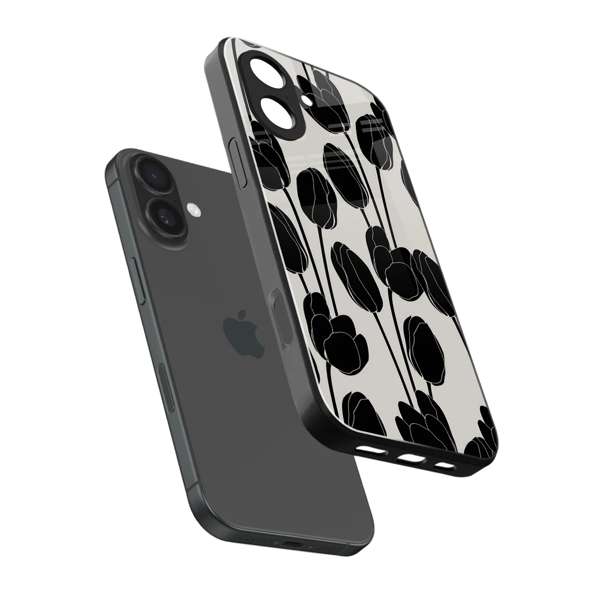 Midnight Rose sleek iphone 17 cover with tempered glass back and TPU edges