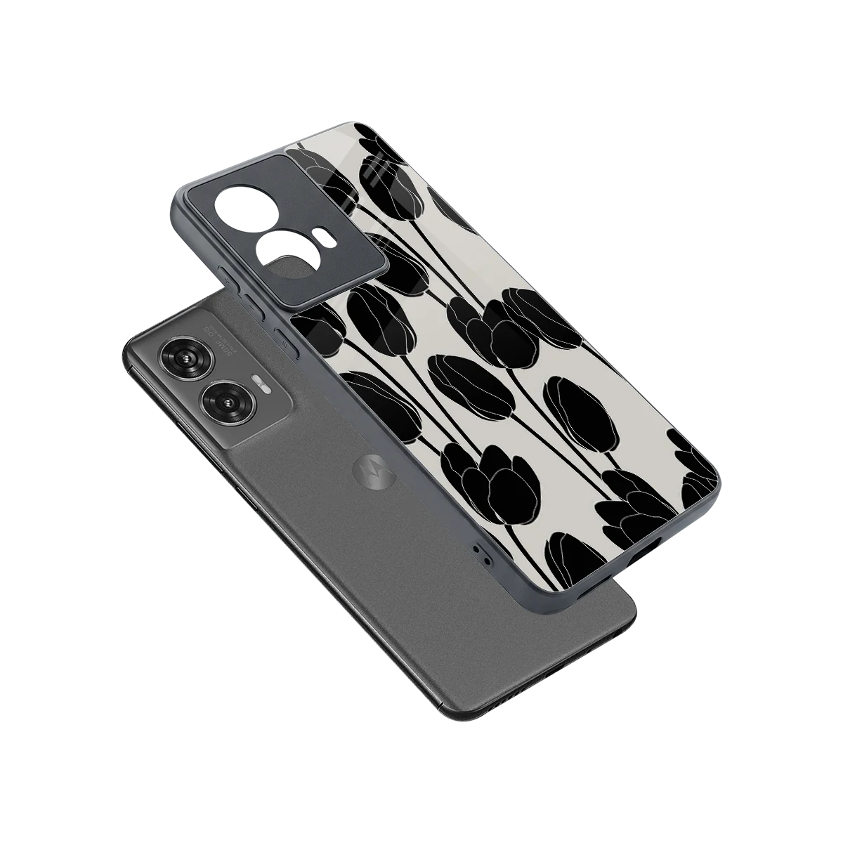 Midnight Rose sleek motorola edge 50 fusion cover with tempered glass back and TPU edges