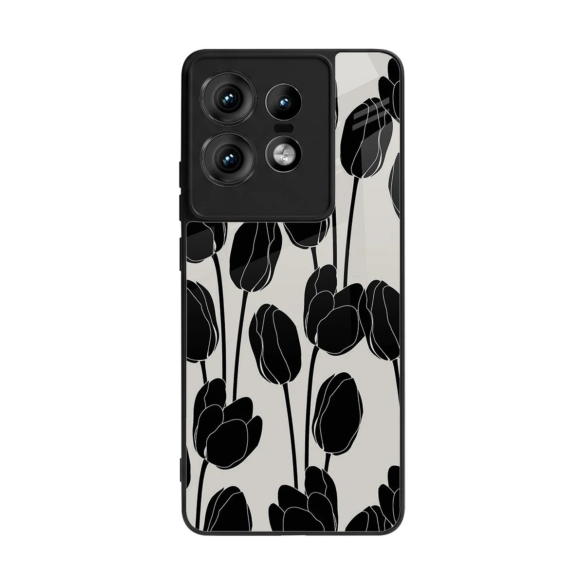 Midnight Rose back phone cover | glass case for motorola edge 50 pro