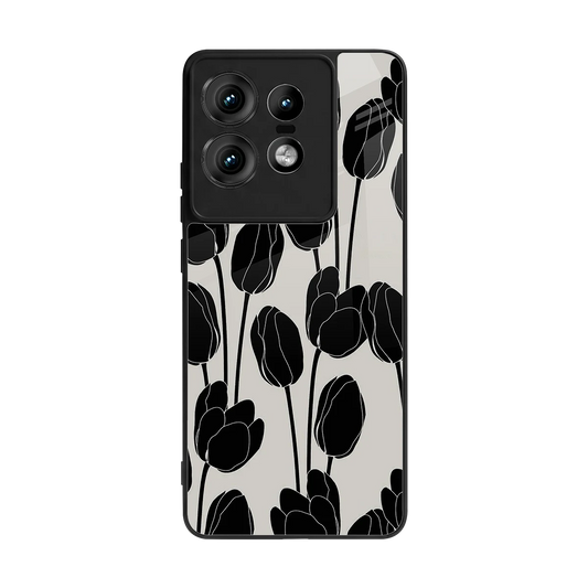 Midnight Rose back phone cover | glass case for motorola edge 50 pro