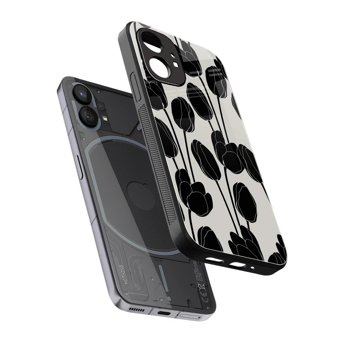 Midnight Rose sleek nothing phone 1 cover with tempered glass back and TPU edges