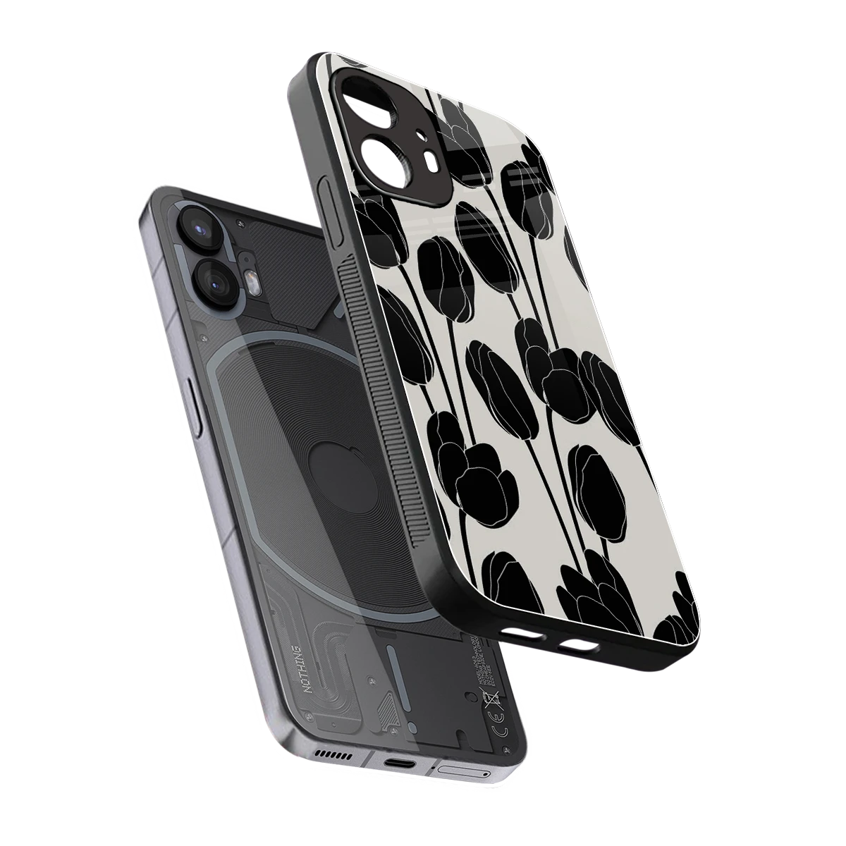 Midnight Rose sleek nothing phone 2 cover with tempered glass back and TPU edges