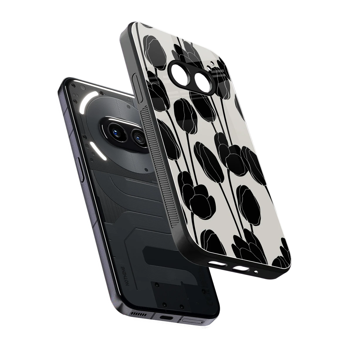 Midnight Rose sleek nothing phone 2a cover with tempered glass back and TPU edges