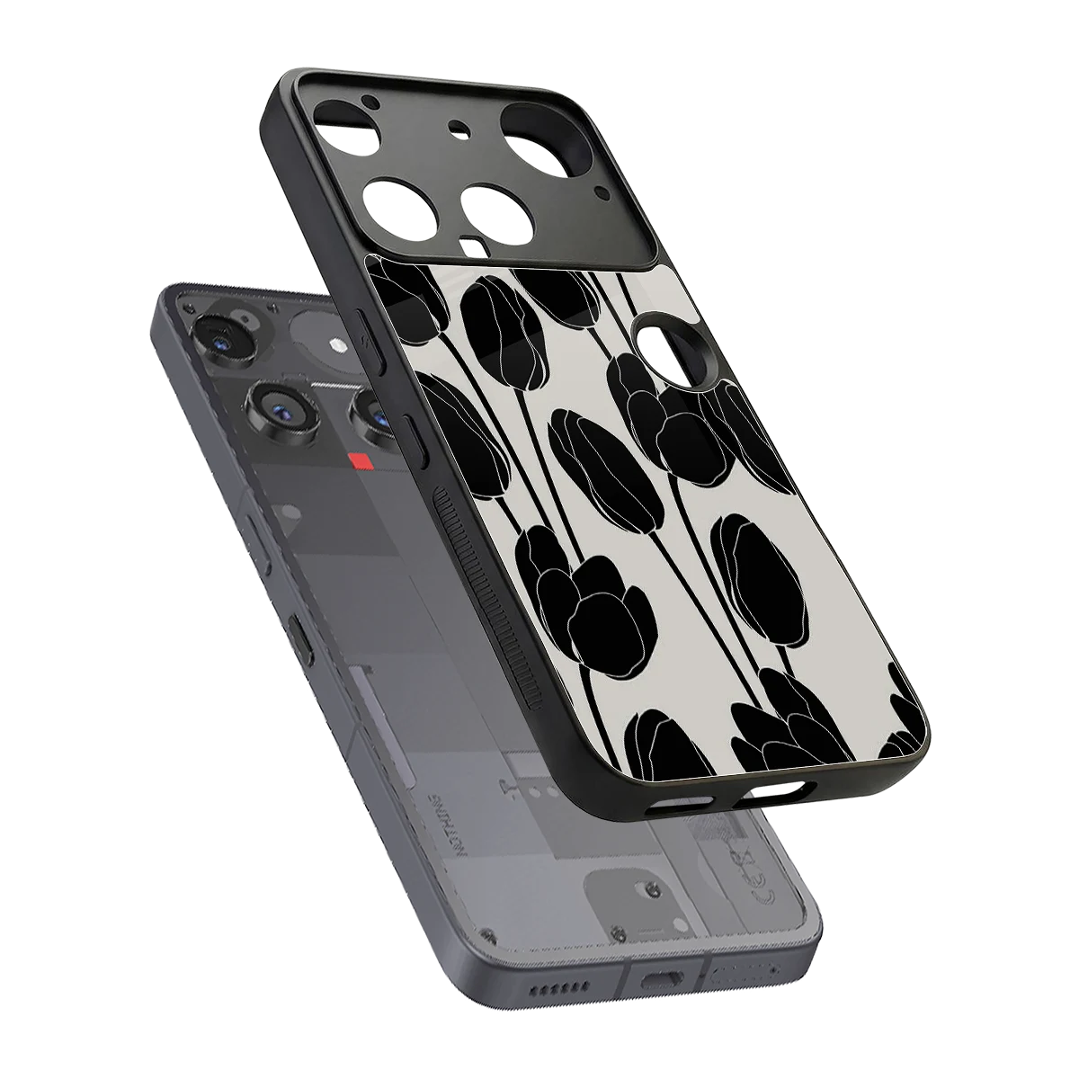 Midnight Rose sleek nothing phone 3 cover with tempered glass back and TPU edges