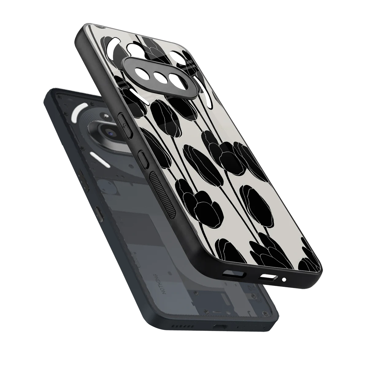 Midnight Rose sleek nothing phone 3a cover with tempered glass back and TPU edges