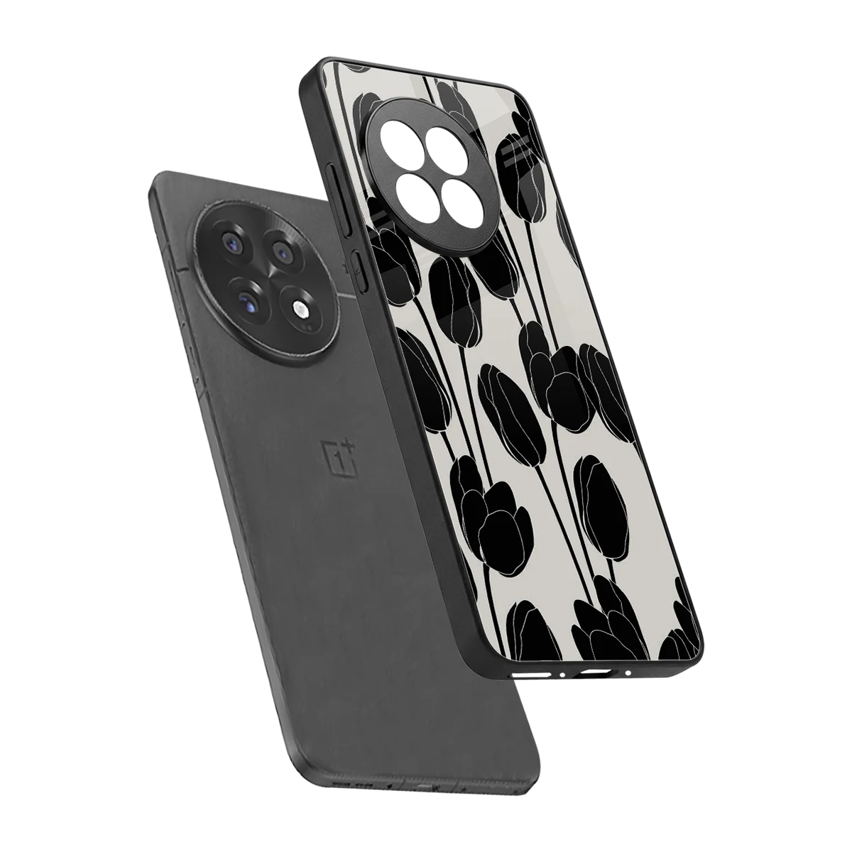 Midnight Rose sleek oneplus 13r cover with tempered glass back and TPU edges