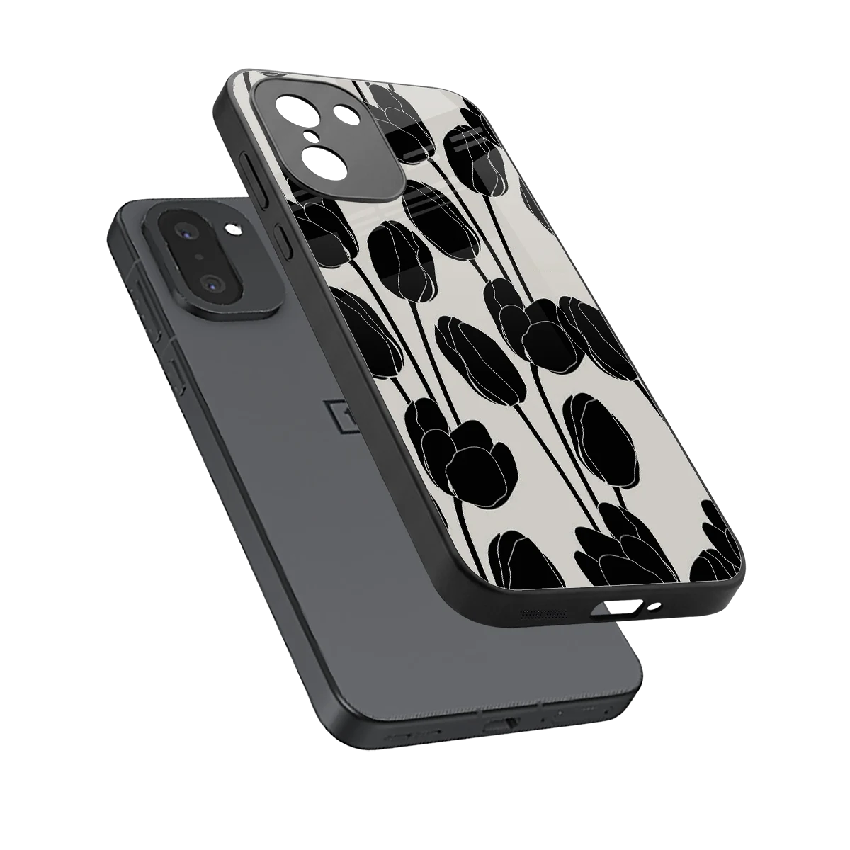 Midnight Rose sleek oneplus 15r cover with tempered glass back and TPU edges