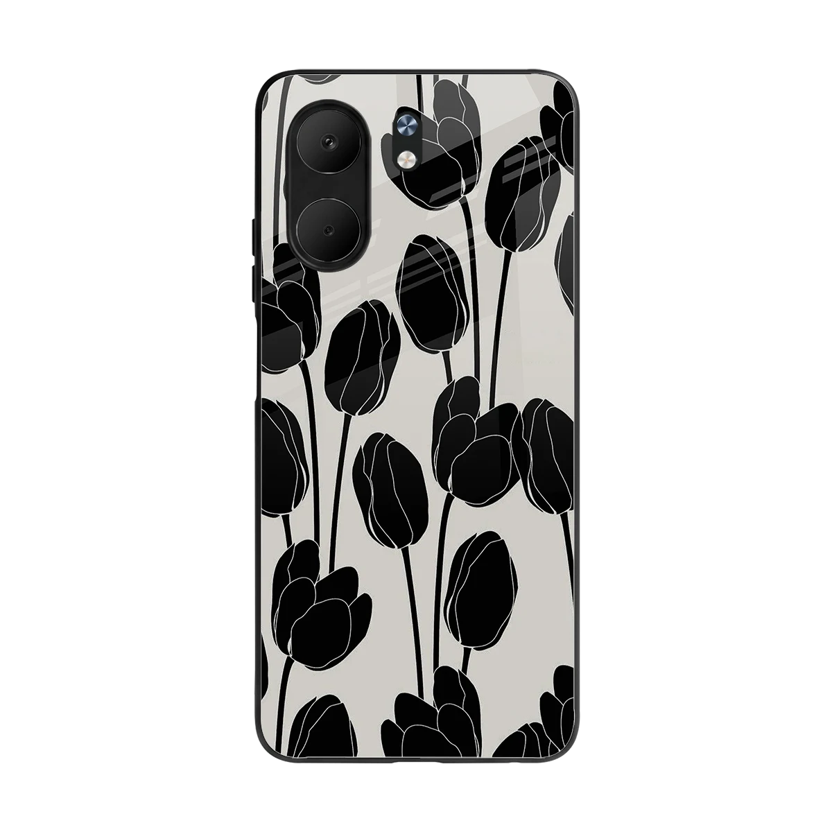 Midnight Rose back phone cover | glass case for oppo a5x 5g