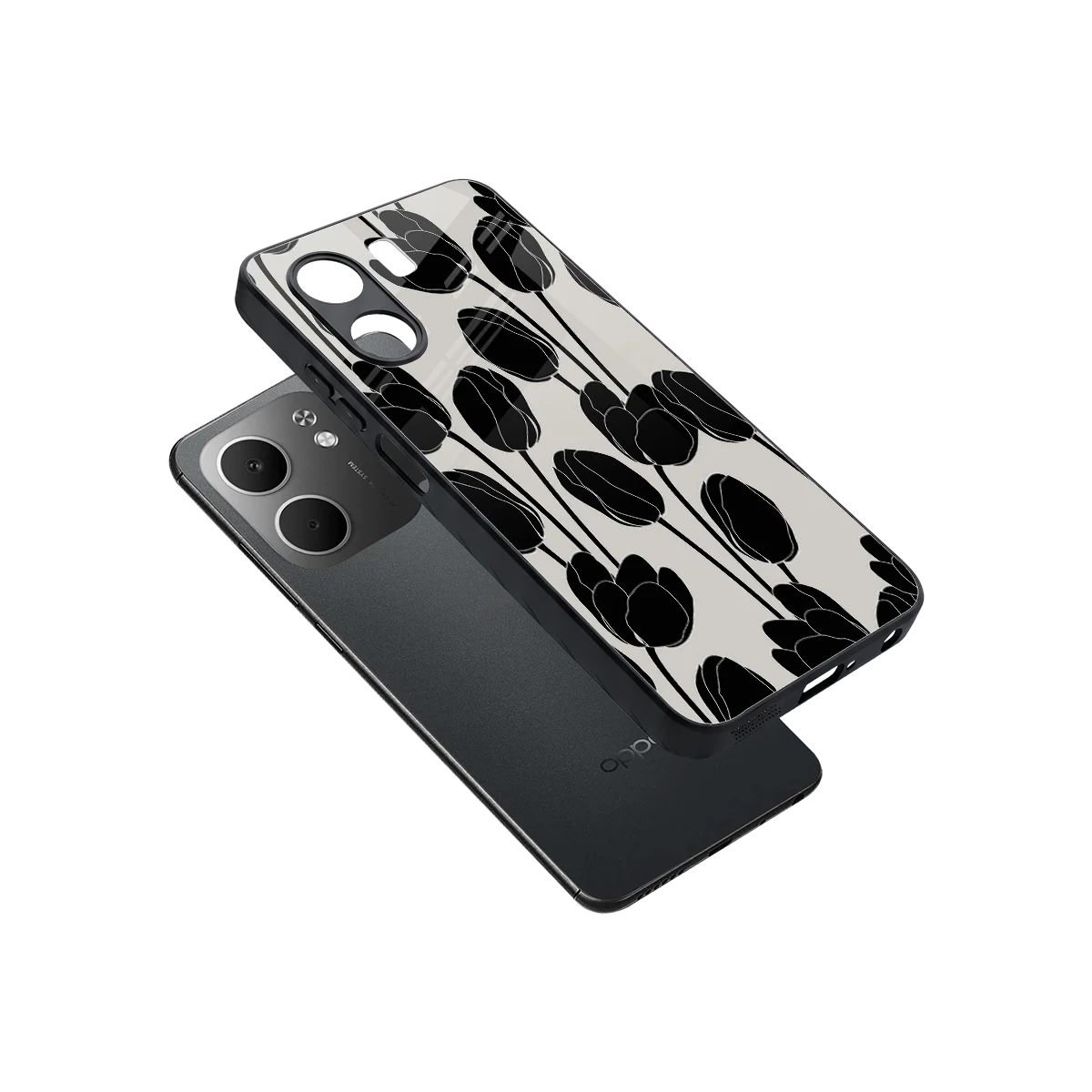 Midnight Rose sleek oppo a5x 5g cover with tempered glass back and TPU edges