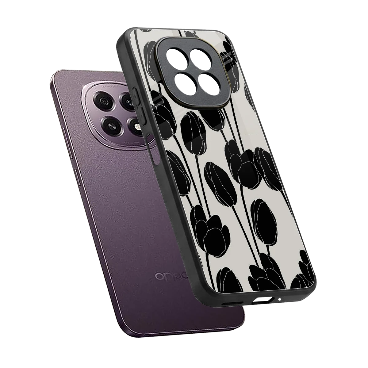 Midnight Rose sleek oppo f29 5g cover with tempered glass back and TPU edges