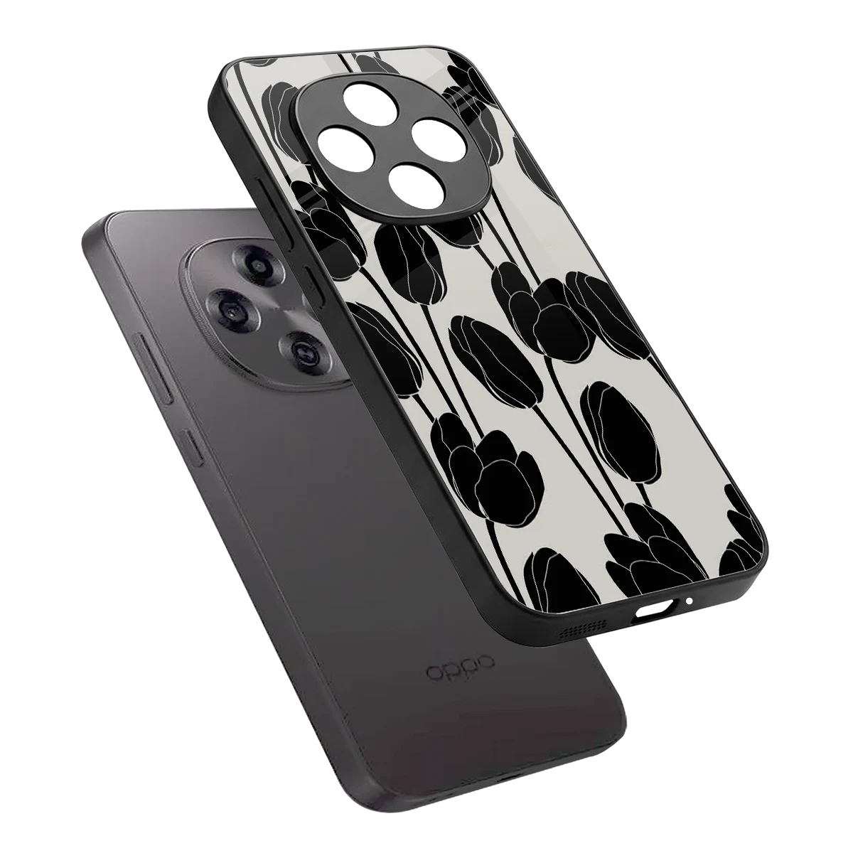 Midnight Rose sleek oppo f31 pro 5g cover with tempered glass back and TPU edges