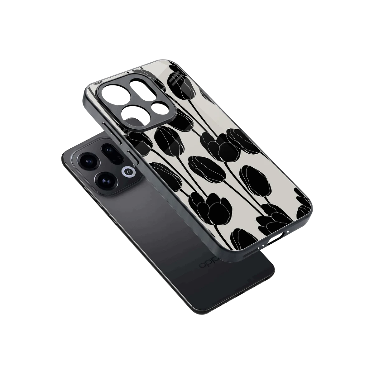 Midnight Rose sleek oppo find x9 cover with tempered glass back and TPU edges
