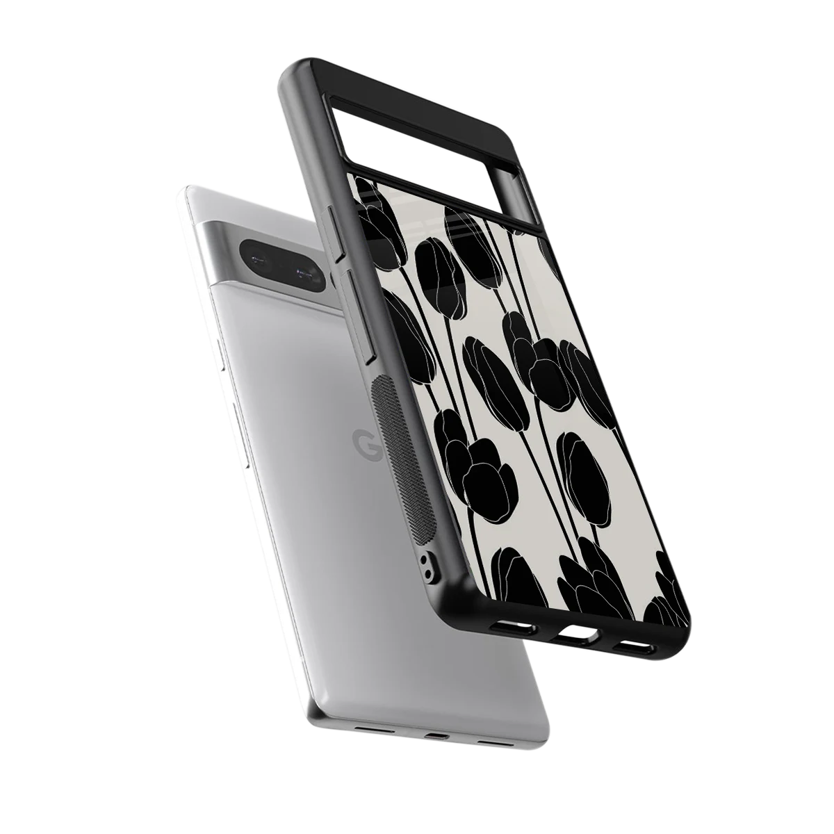 Midnight Rose sleek google pixel 7 pro cover with tempered glass back and TPU edges