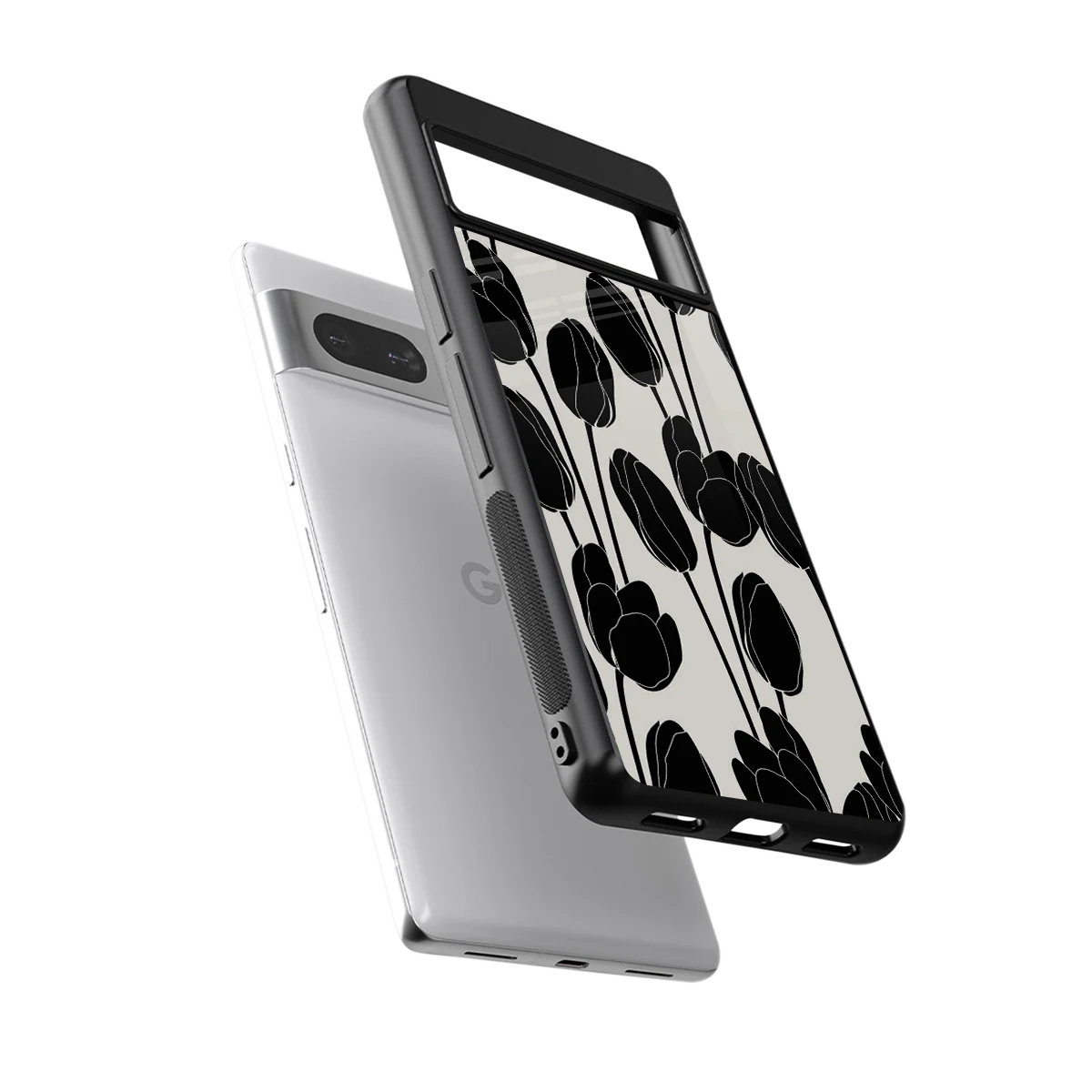 Midnight Rose sleek google pixel 7 cover with tempered glass back and TPU edges