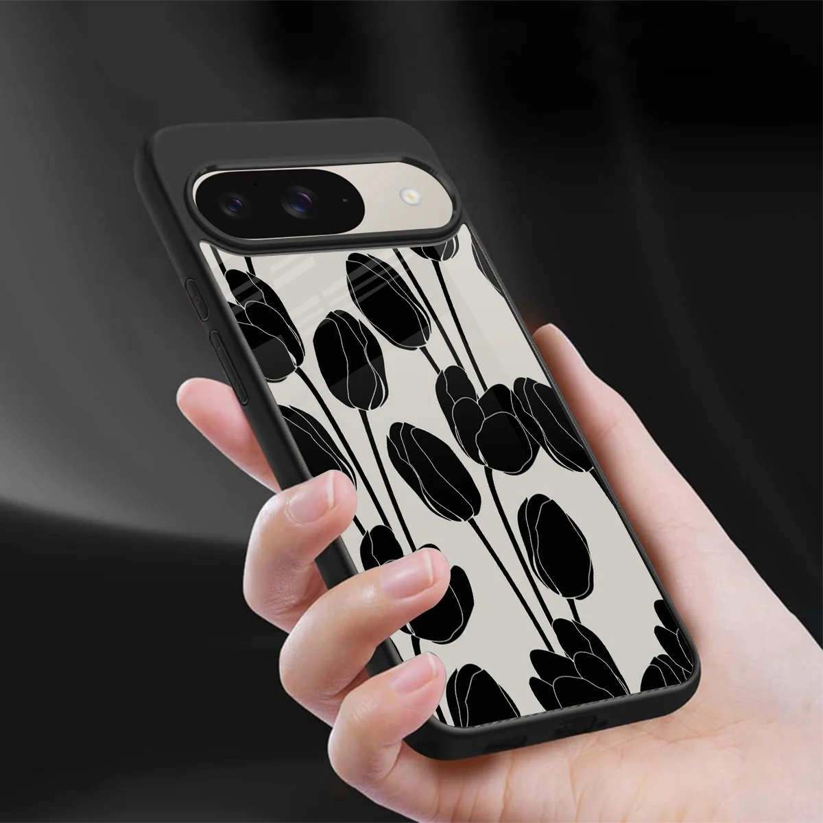 Midnight Rose sleek google pixel 9 cover with tempered glass back and TPU edges