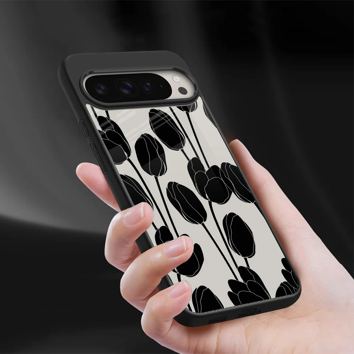 Midnight Rose sleek google pixel 9 pro cover with tempered glass back and TPU edges