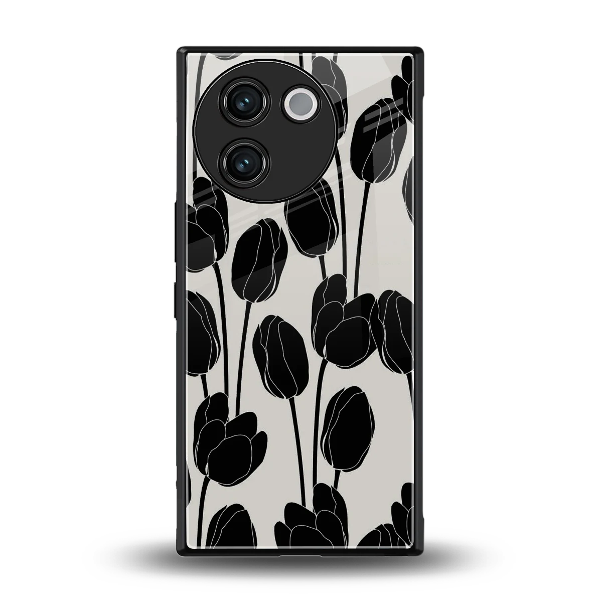 Midnight Rose back phone cover | glass case for vivo v30e