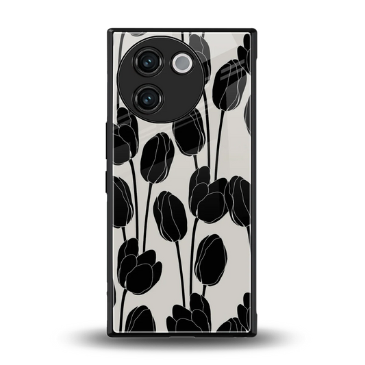 Midnight Rose back phone cover | glass case for vivo v30e