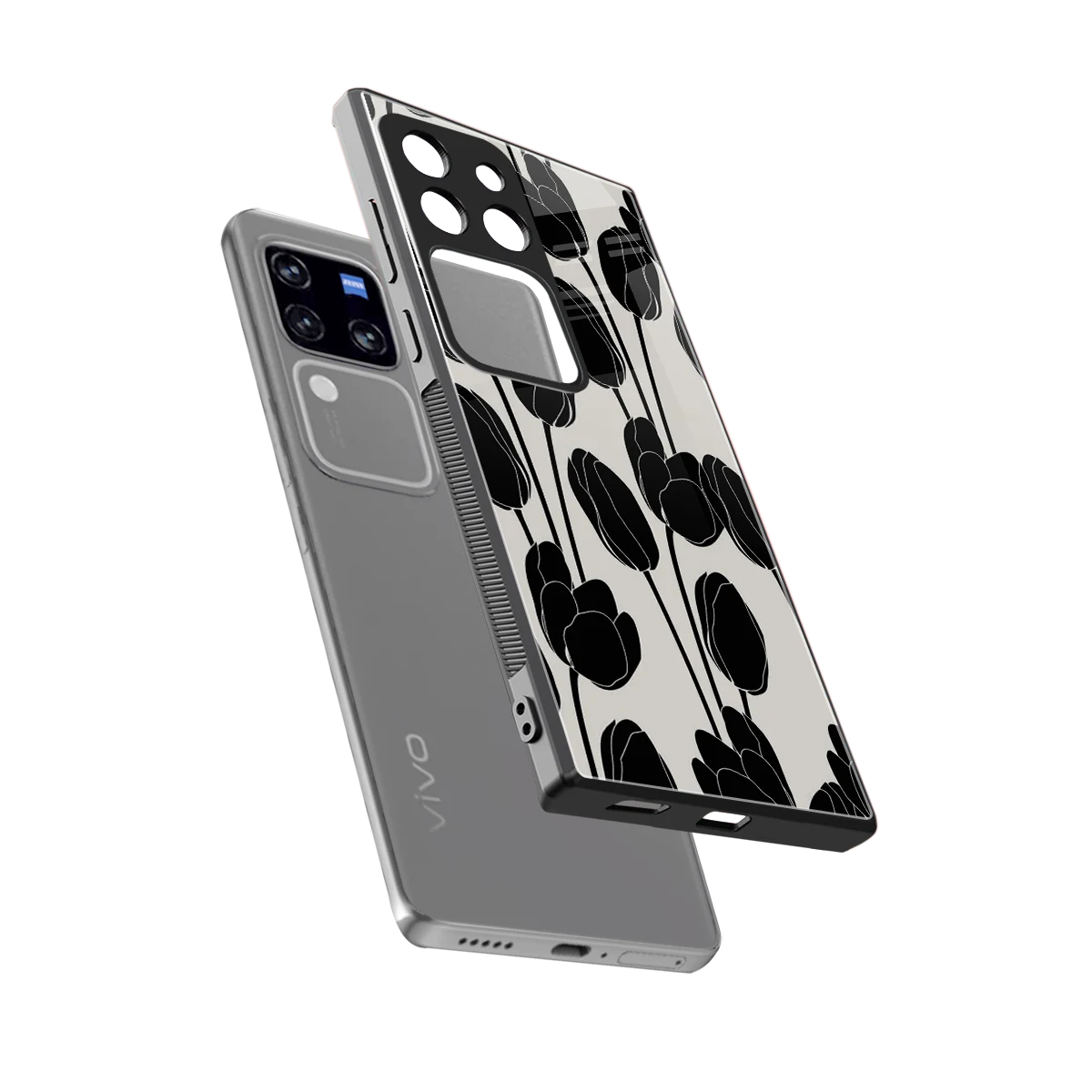 Midnight Rose sleekvivo v30 pro cover with tempered glass back and TPU edges