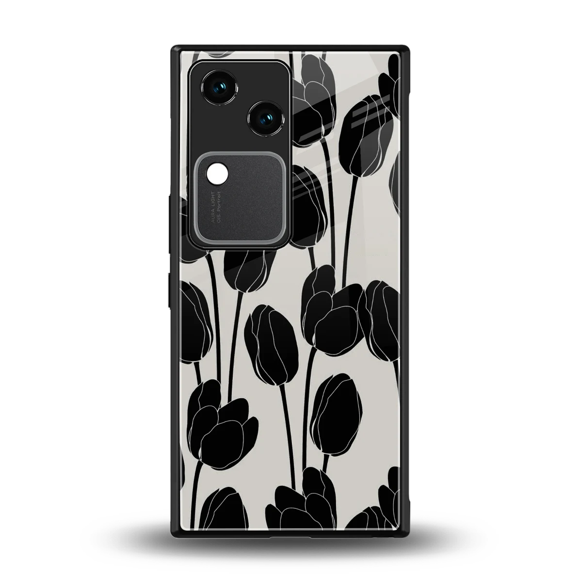 Midnight Rose back phone cover | glass case for vivo v30