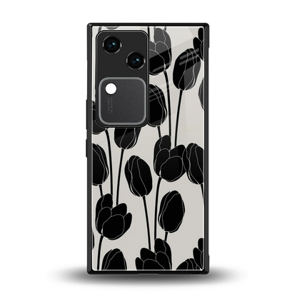 Midnight Rose back phone cover | glass case for vivo v30