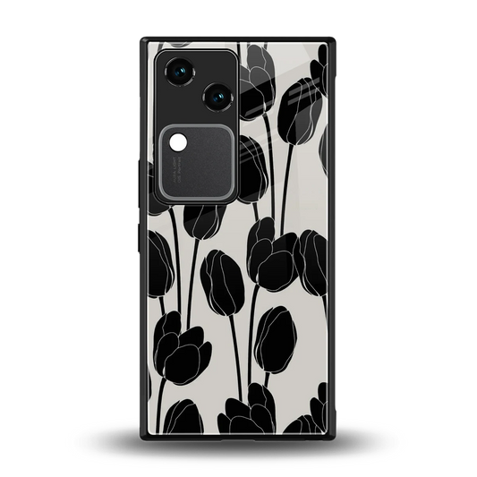 Midnight Rose back phone cover | glass case for vivo v30