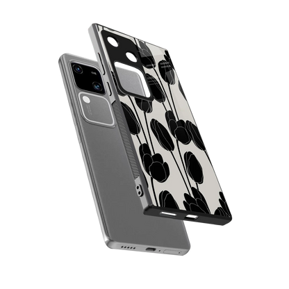 Midnight Rose sleek vivo v30 cover with tempered glass back and TPU edges