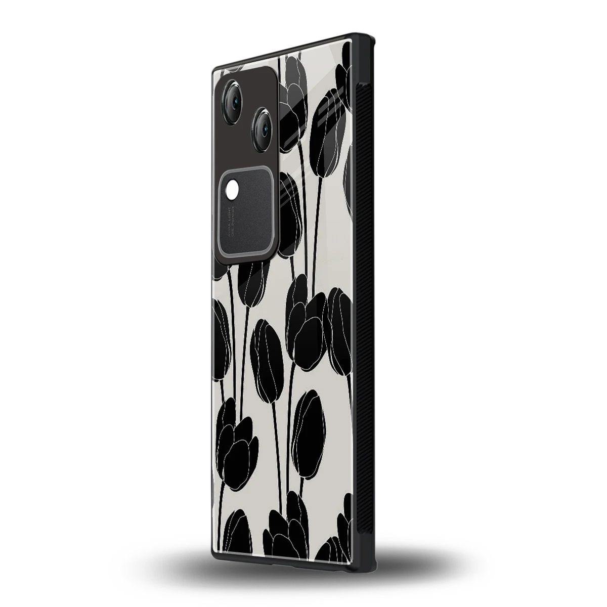 Midnight Rose vivo v30 mobile cover | shockproof glass phone case