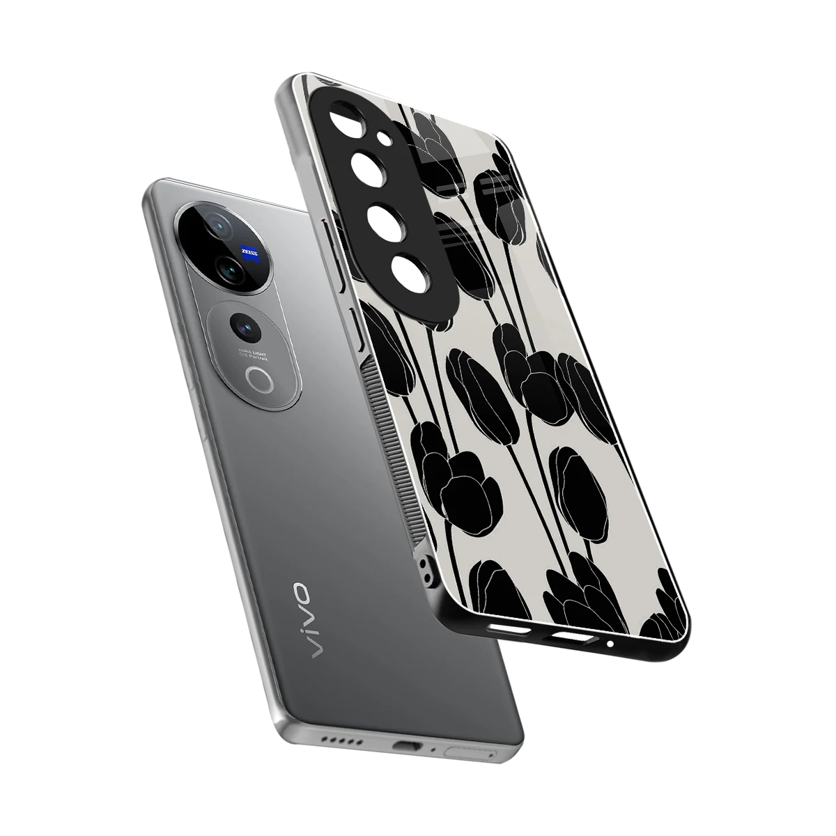 Midnight Rose sleek vivo v40 pro cover with tempered glass back and TPU edges
