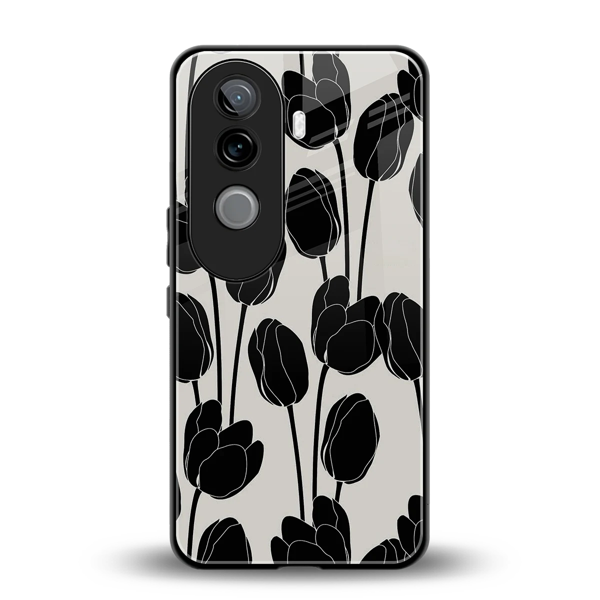 Midnight Rose back phone cover | glass case for vivo v40e