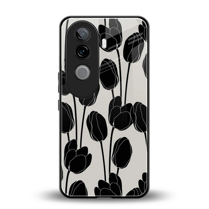 Midnight Rose back phone cover | glass case for vivo v40e