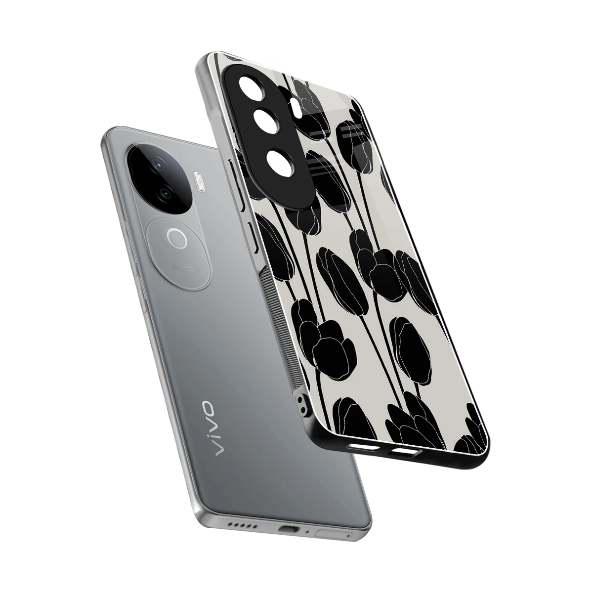 Midnight Rose sleek vivo v40e cover with tempered glass back and TPU edges