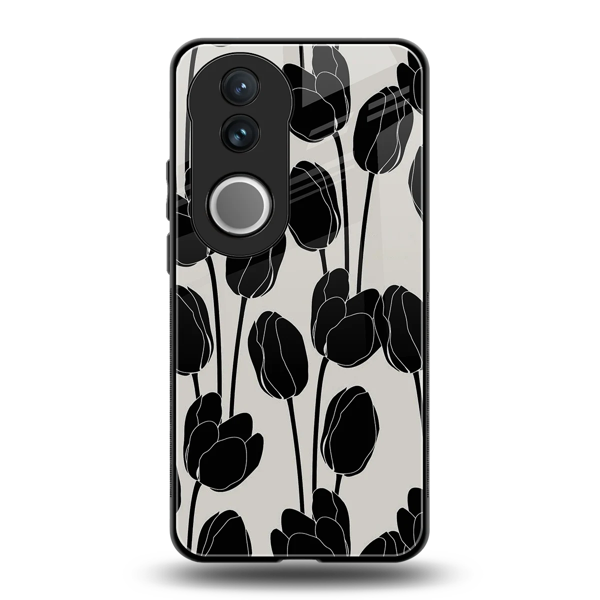 Midnight Rose back phone cover | glass case for vivo v50