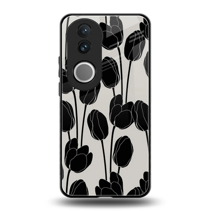 Midnight Rose back phone cover | glass case for vivo v50