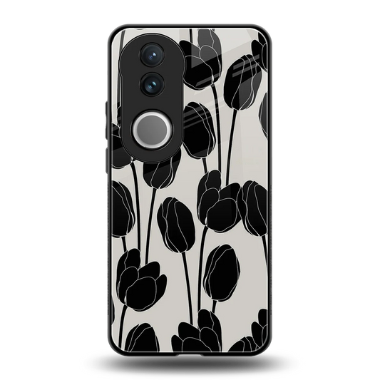 Midnight Rose back phone cover | glass case for vivo v50