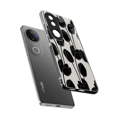 Midnight Rose sleek vivo v50 cover with tempered glass back and TPU edges