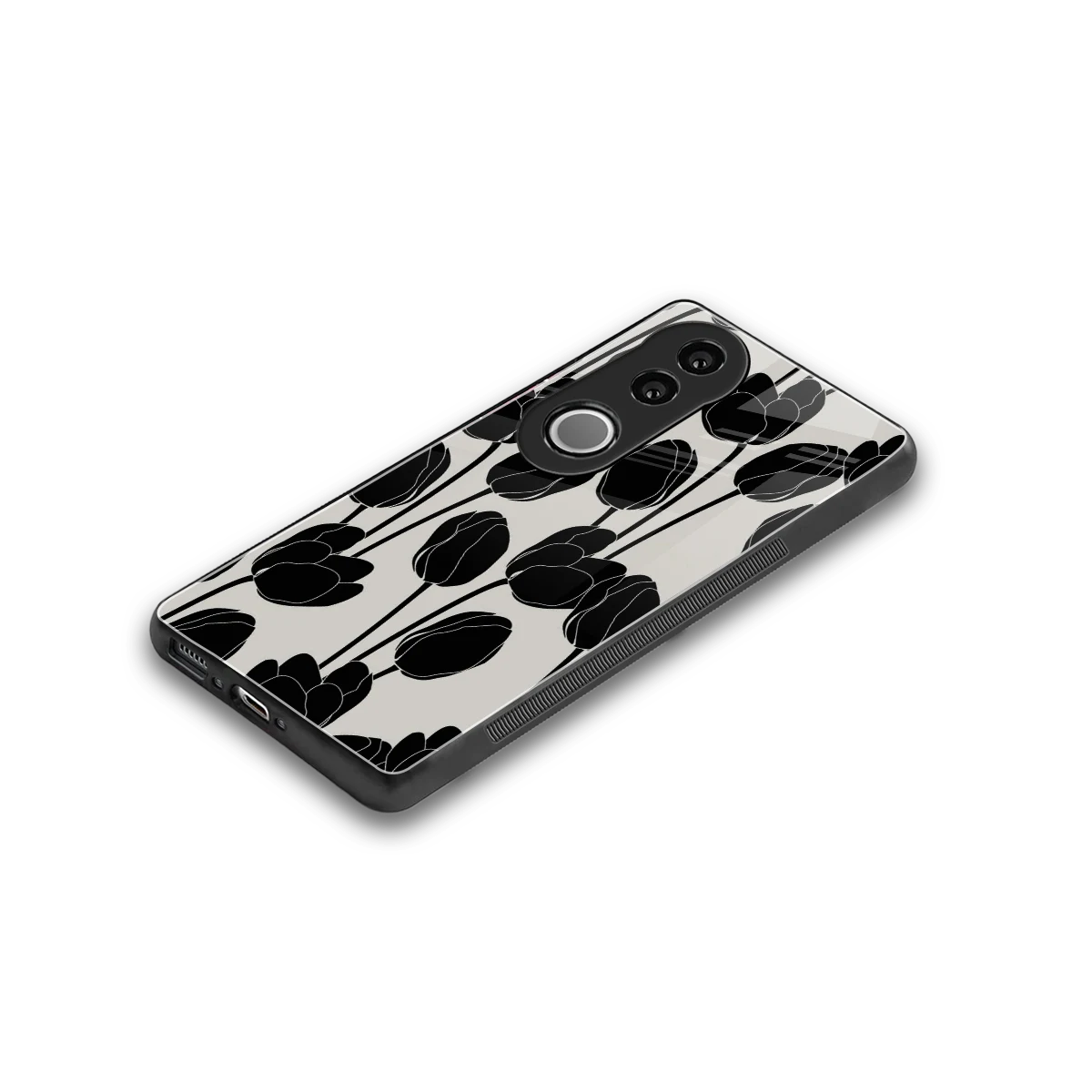 Midnight Rose stylish phone case for vivo v50 | glossy glass and slim fit