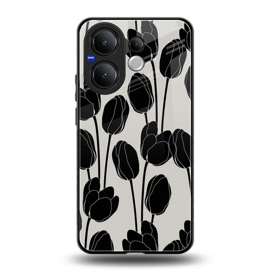 Midnight Rose back phone cover | glass case for vivo v60