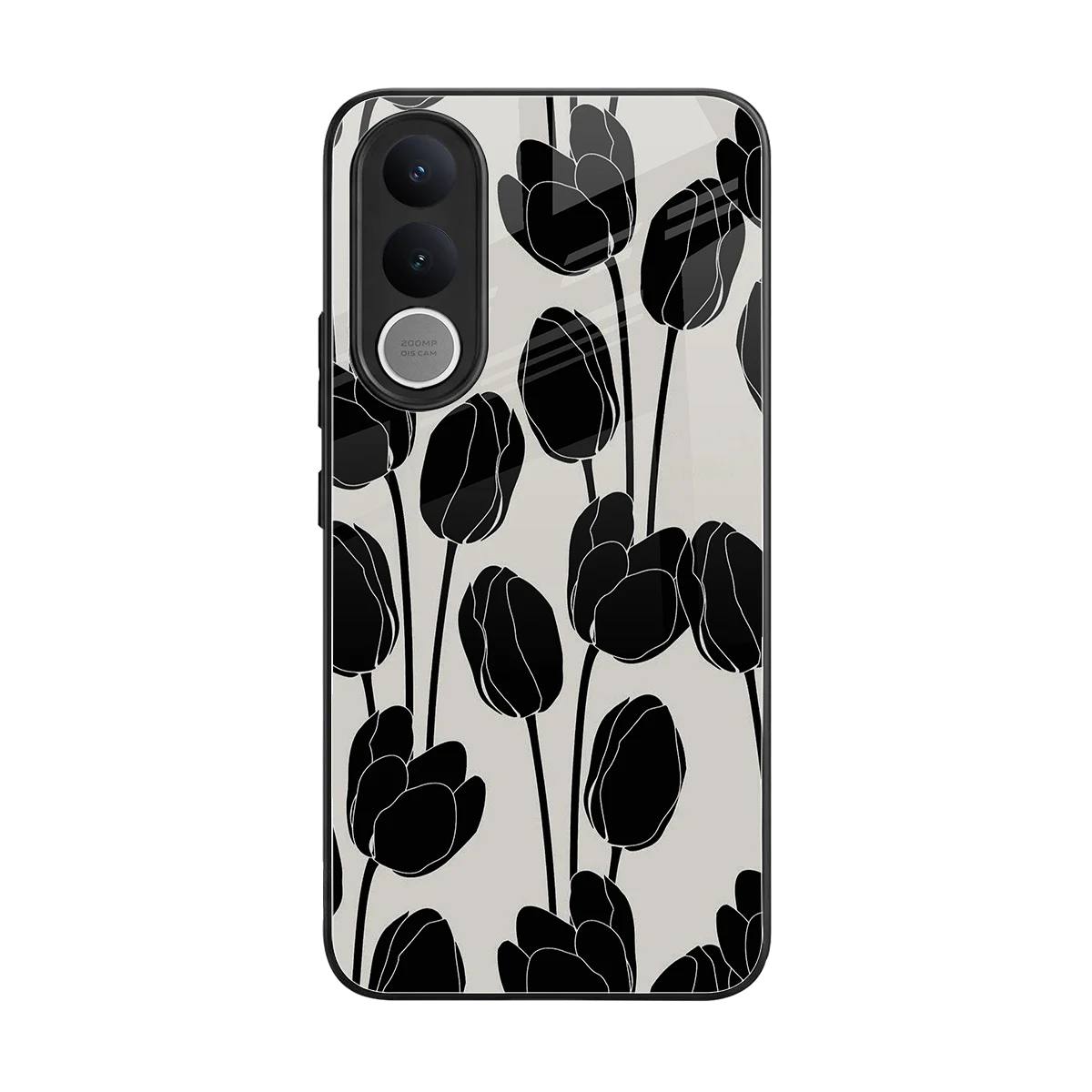 Midnight Rose back phone cover | glass case for vivo v70 fe