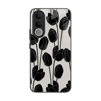 Midnight Rose back phone cover | glass case for vivo v70 fe